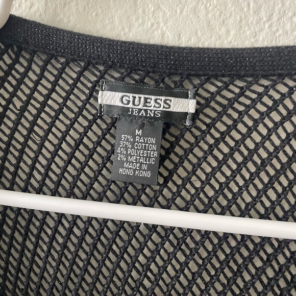 Guess jeans black fishnet cardigan weigh tie waist - Picture 2 of 3